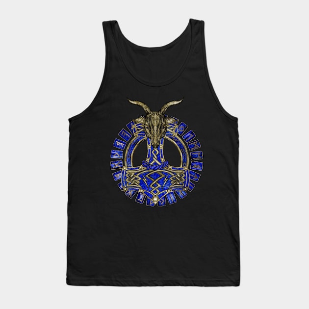 The hammer of Thor - Gold and Lapis Lazuli Tank Top by Nartissima